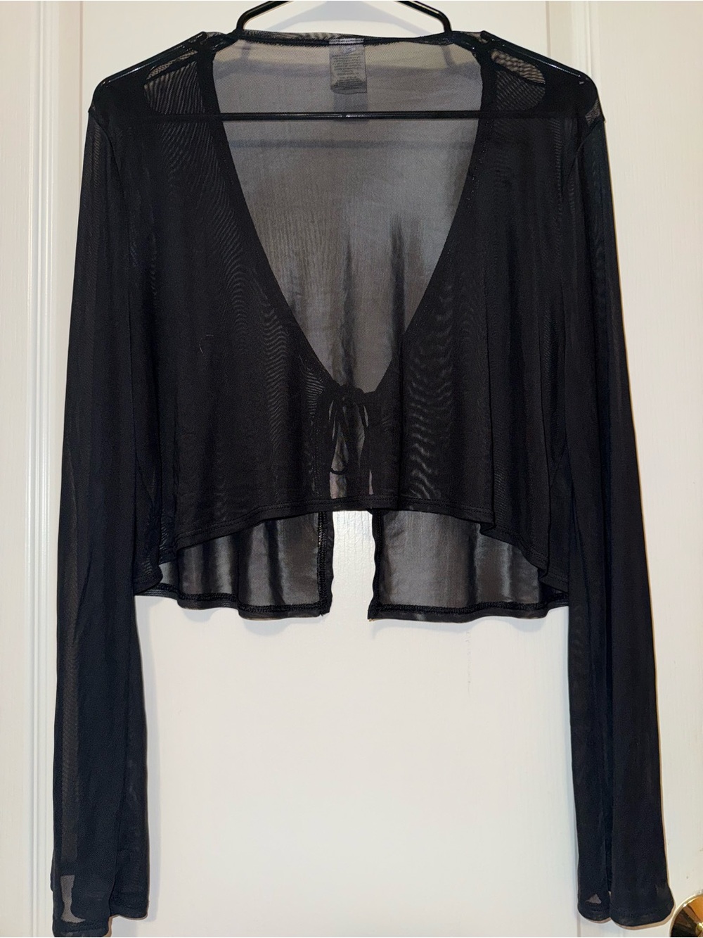 wild fable Black Sheer Cropped Tie-Front Coverup - Picture 2 of 4